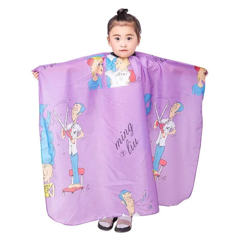 Capa de peluquería con dibujos animados para niños, capa profesional de peluquería, bata de corte impermeable, suministros para el cuidado del cabello