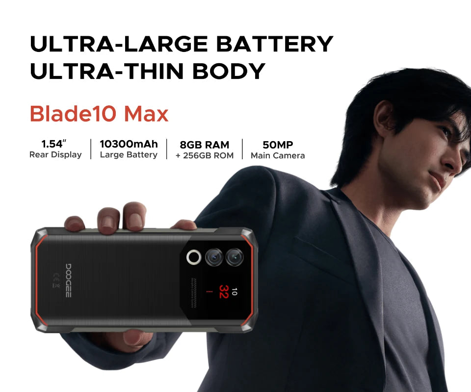 【Brand+】Estreno mundial: DOOGEE Blade10 Max, teléfono resistente con pantalla de 6,56" y 90 Hz, 8 GB de RAM + 256 GB de almacenamiento, cámara trasera de 50 MP, batería de 10300 mAh y carga de 18 W.