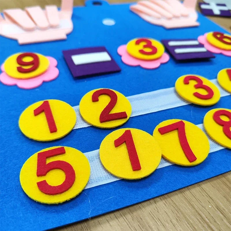 Tablero de fieltro Montessori para matemáticas cognitivas, educación temprana, iluminación, juguetes para niños, regalos