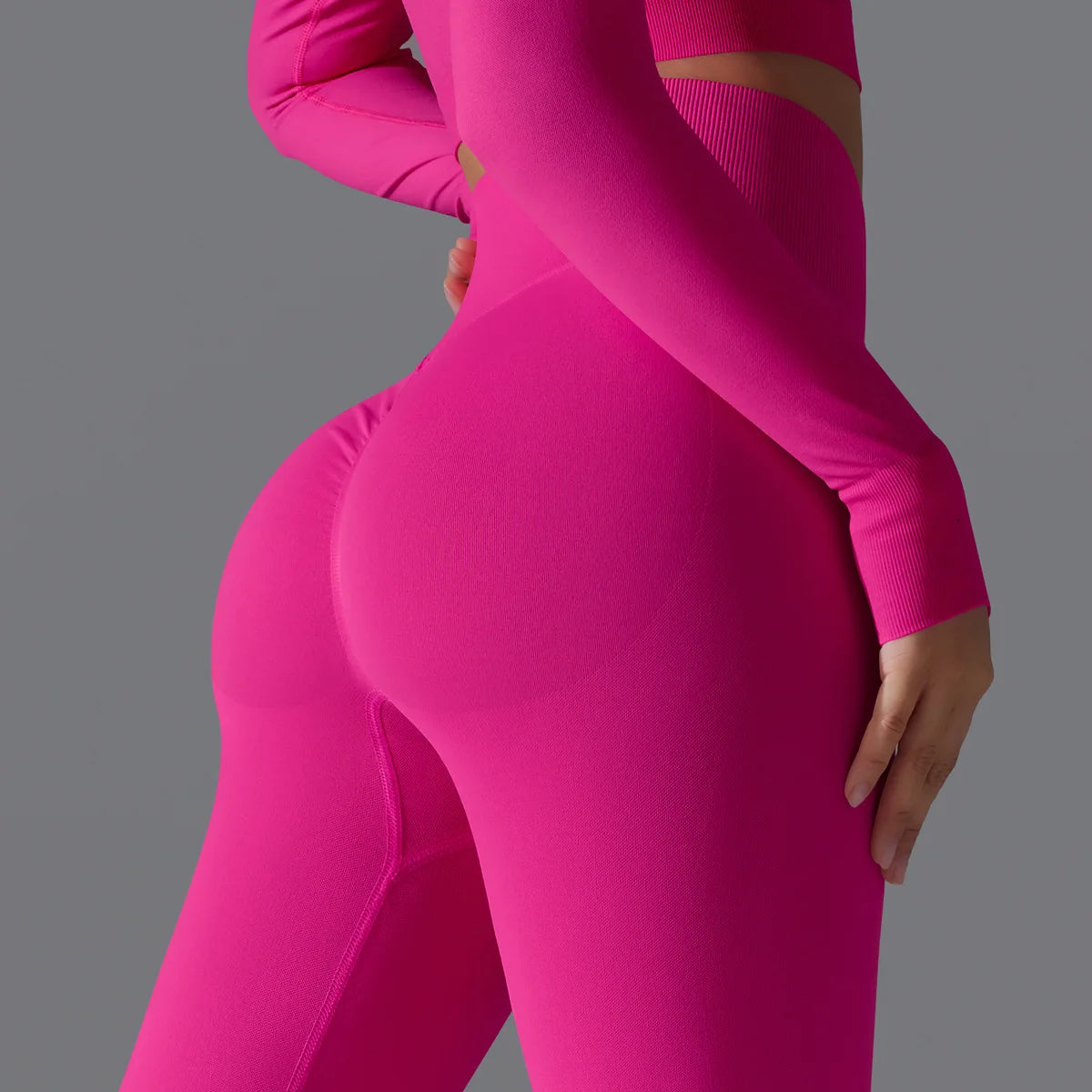Leggings deportivos de yoga para mujer, sin costuras, cintura alta, elásticos, color sólido, para gimnasio, correr, secado rápido, realce y efecto moldeador.