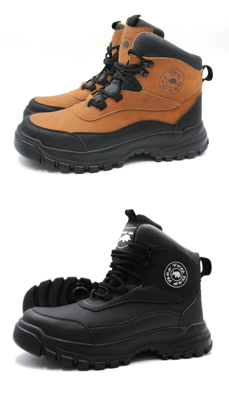 Nuevos zapatos de seguridad de moda, de caña alta, antiaplastamiento y antiperforación, con puntera de acero, resistentes al desgaste, para trabajo, calzado de protección para hombre.