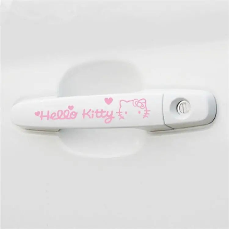 4 pegatinas para manija de puerta de coche con dibujos de Hello Kitty, resistentes a arañazos, decorativas, accesorios para coche.
