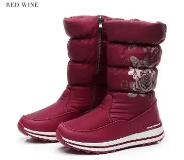 Botas de nieve para mujer, botas de invierno con plataforma, botas gruesas de felpa, impermeables y antideslizantes, zapatos de invierno de moda para mujer, botas cálidas de piel para mujer