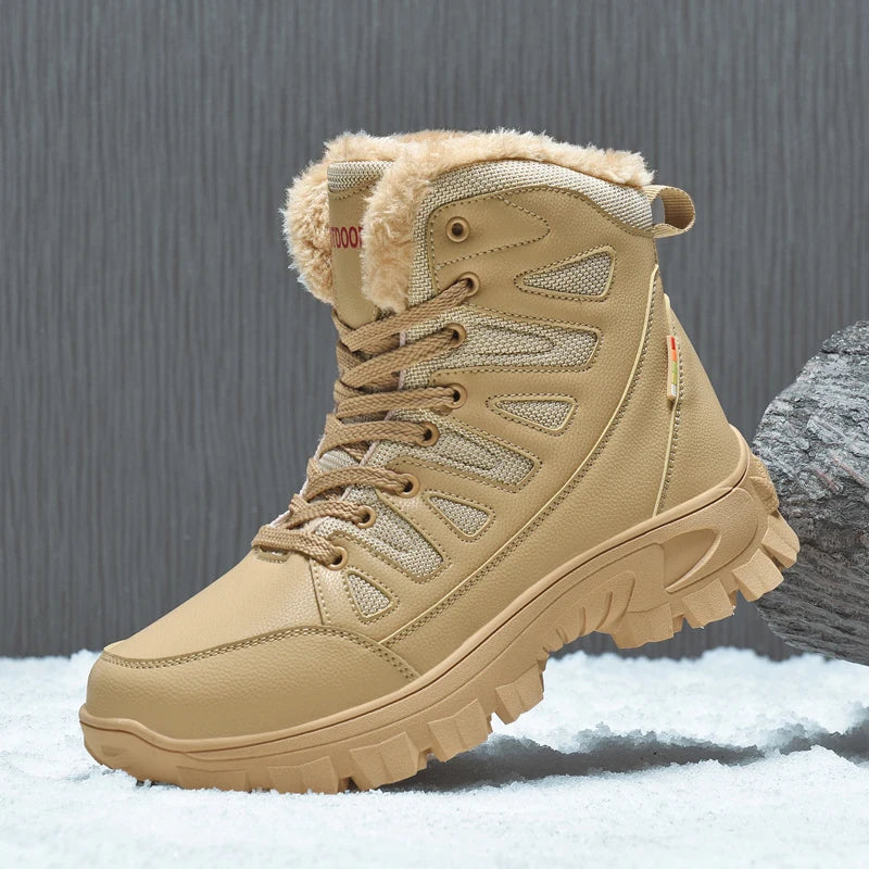 Botas de invierno para hombre, zapatillas cálidas, impermeables, antideslizantes, de felpa, de cuero, talla grande 48, novedad de 2024