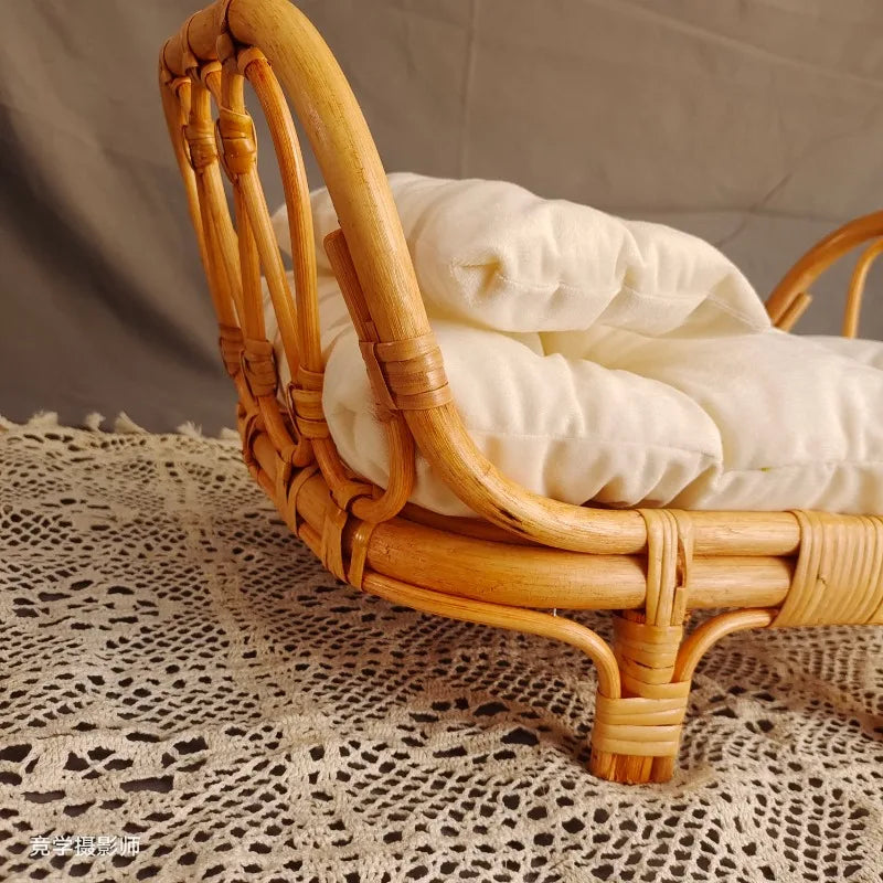 Accesorios de fotografía para recién nacidos, muebles, cesta redonda de ratán retro, accesorios para fotos de bebés, fondo para cama de bebé niña niño posando