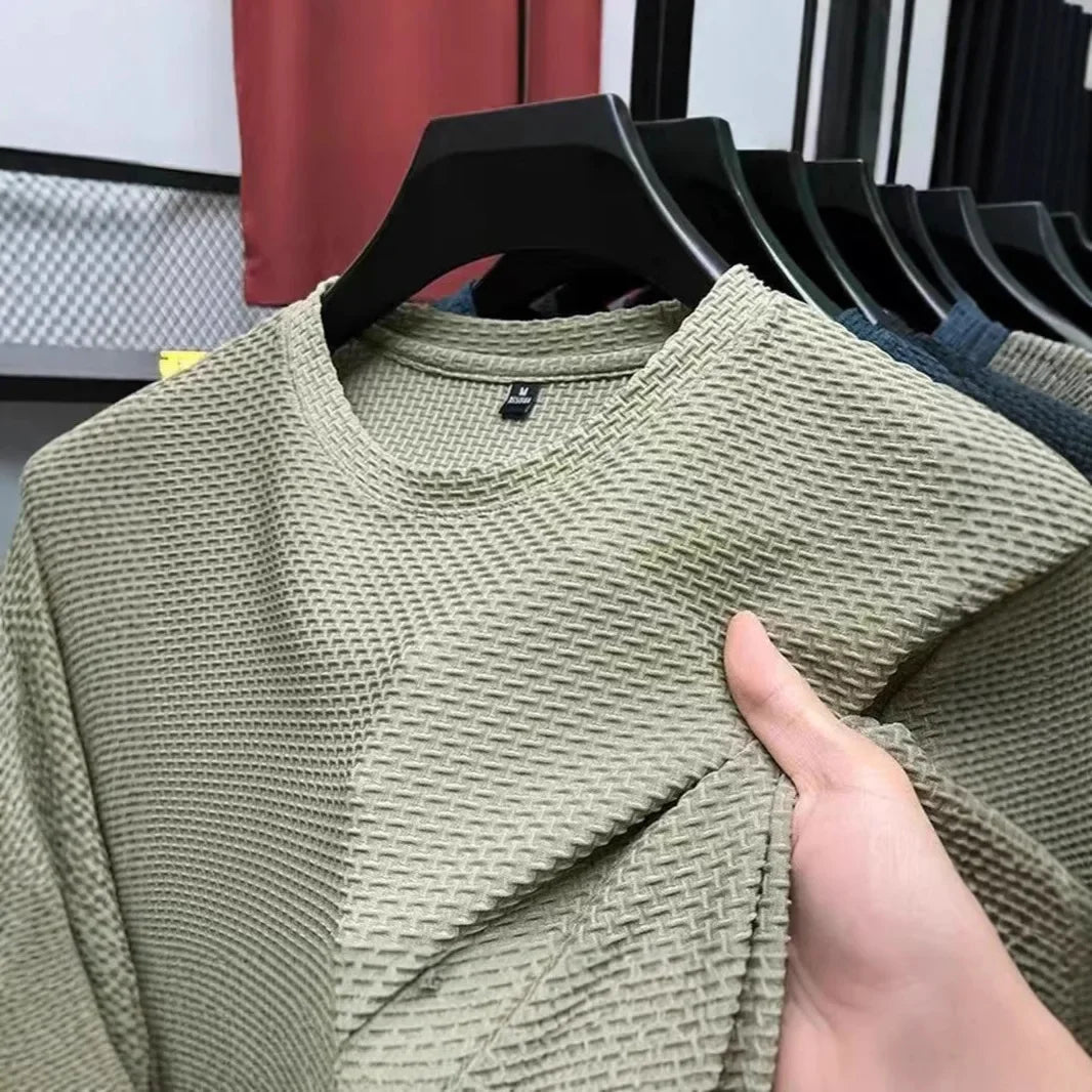 Camiseta de seda de hielo para hombre, manga corta, ligera, transpirable, cómoda, fresca, informal, moderna, de verano, elástica, ajustada.