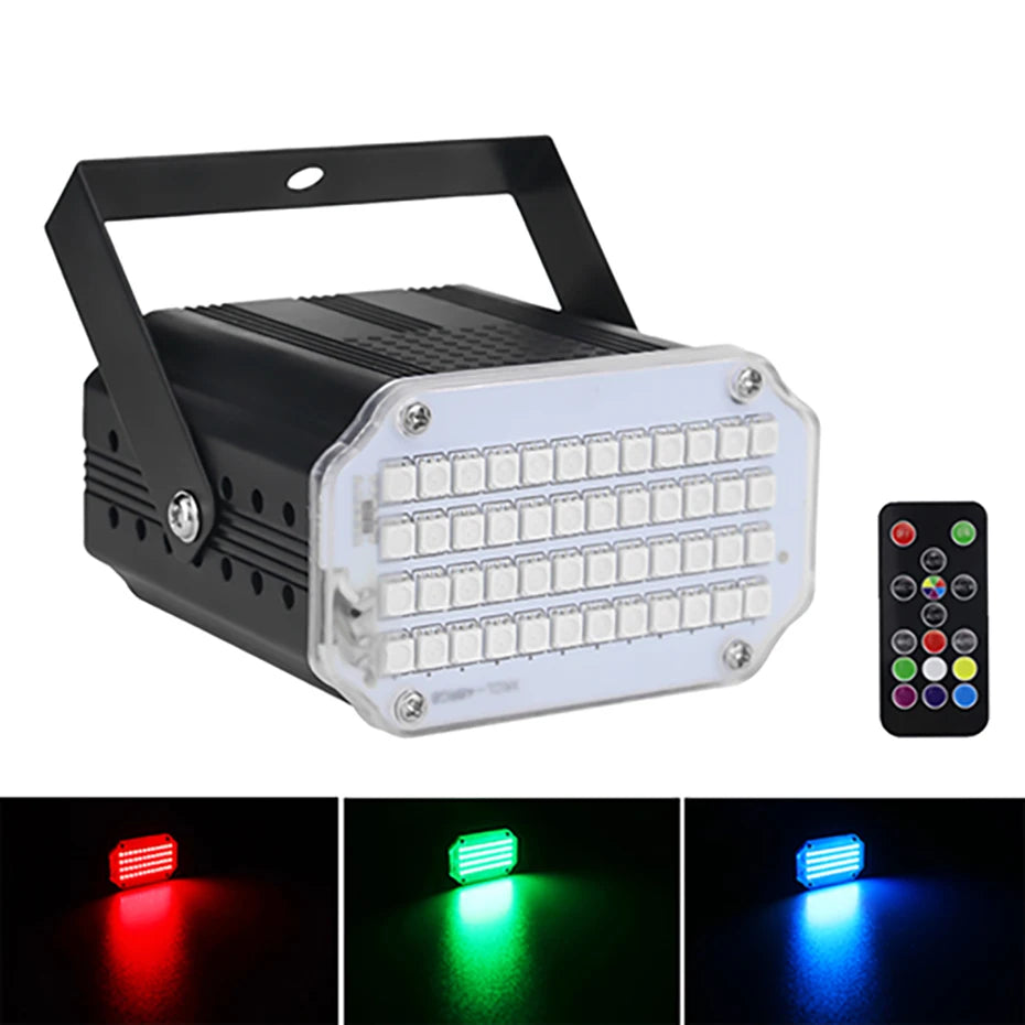 ALIEN 48 RGB UV LED DJ Disco Sonido Activado Efecto de Iluminación de Escenario Fiesta Vacaciones Club Luces Estroboscópicas Flash con Control Remoto