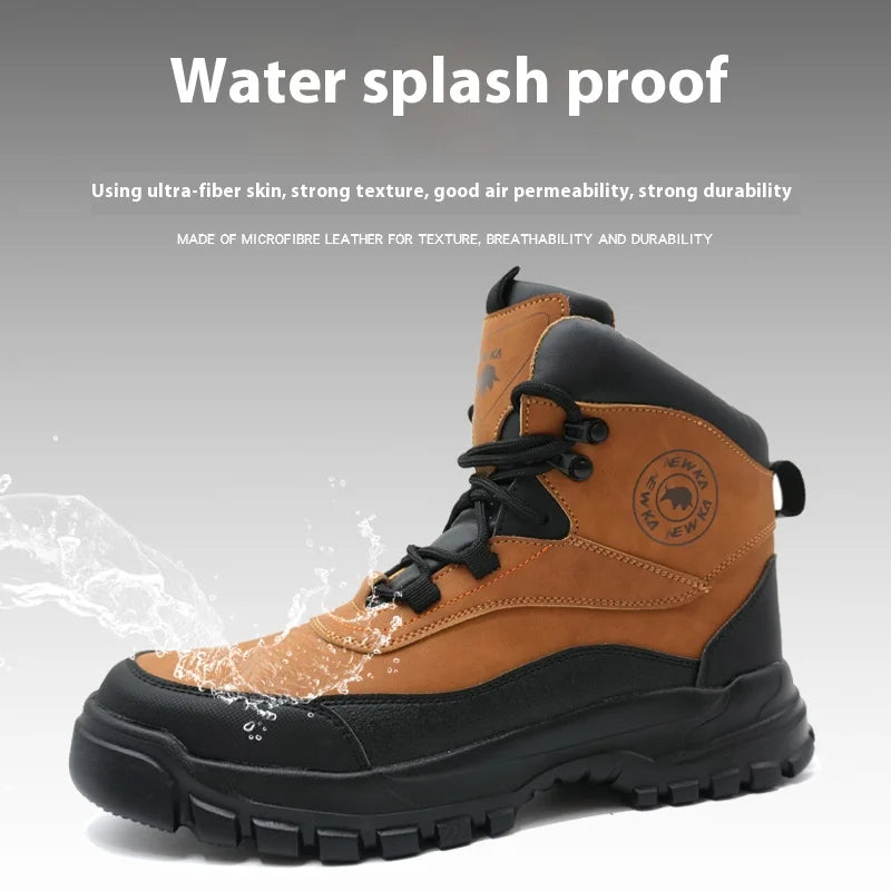 Nuevos zapatos de seguridad de moda, de caña alta, antiaplastamiento y antiperforación, con puntera de acero, resistentes al desgaste, para trabajo, calzado de protección para hombre.