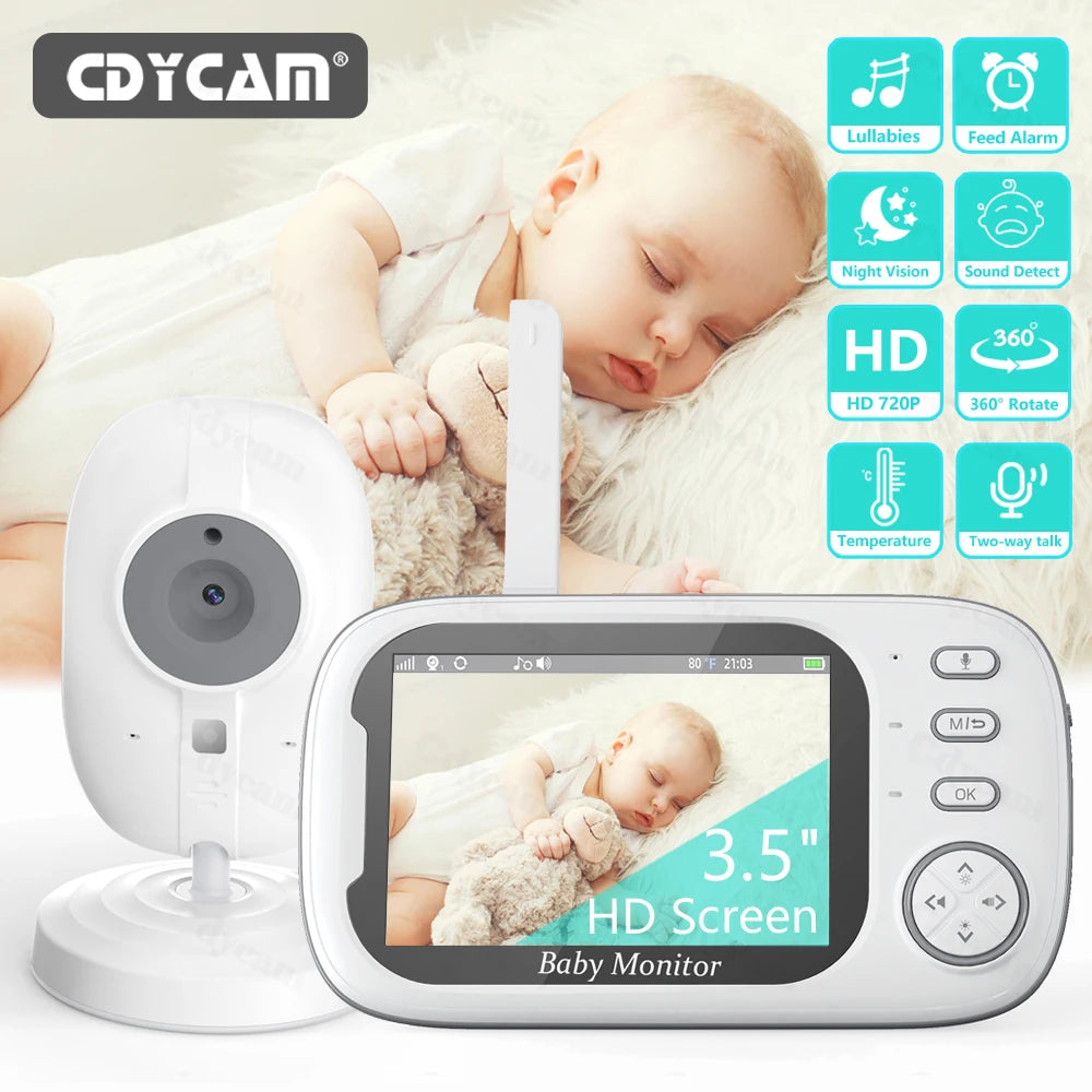 Monitor de bebé inalámbrico Cdycam de 3,5 pulgadas con visión nocturna, monitoreo de temperatura, audio bidireccional, cámara de seguridad para niñera.