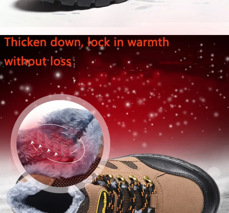 Zapatos de Seguridad 2023 Nuevos Zapatos de Seguridad de Invierno para Hombre, Felpa Abrigada, Alta Calidad, Trabajo al Aire Libre, Tallas Grandes, Sepatu Safety