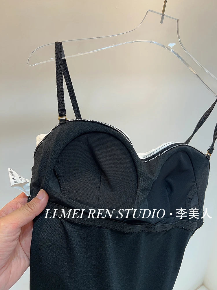 Nuevo traje de baño de una pieza de camisola de punto de lujo para mujer