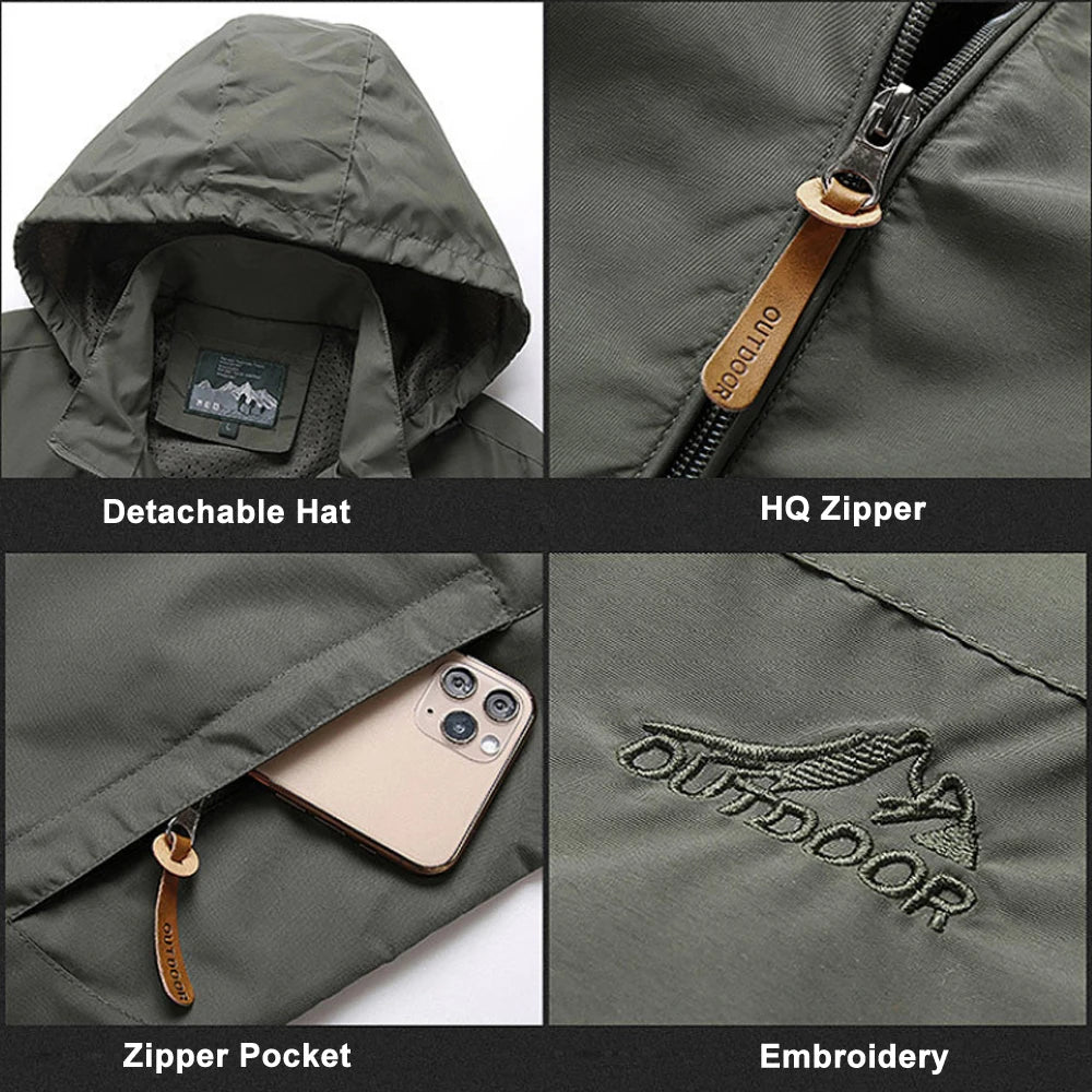 Chaqueta táctica cortavientos para hombre, impermeable, con capucha, para exteriores, deportiva, militar, talla europea, S-5XL, para escalada de campo, ropa fina