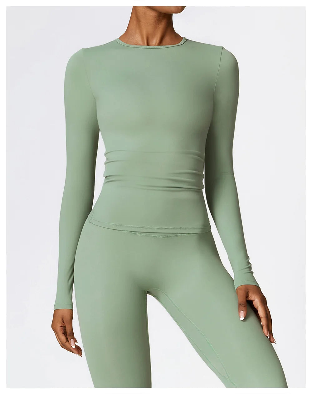 2PCS Seamless Yoga Set Women Workout Set Sportswear Gym Clothing Fitness Long Sleeve Crop Top High Waist Leggings Sports Suits
