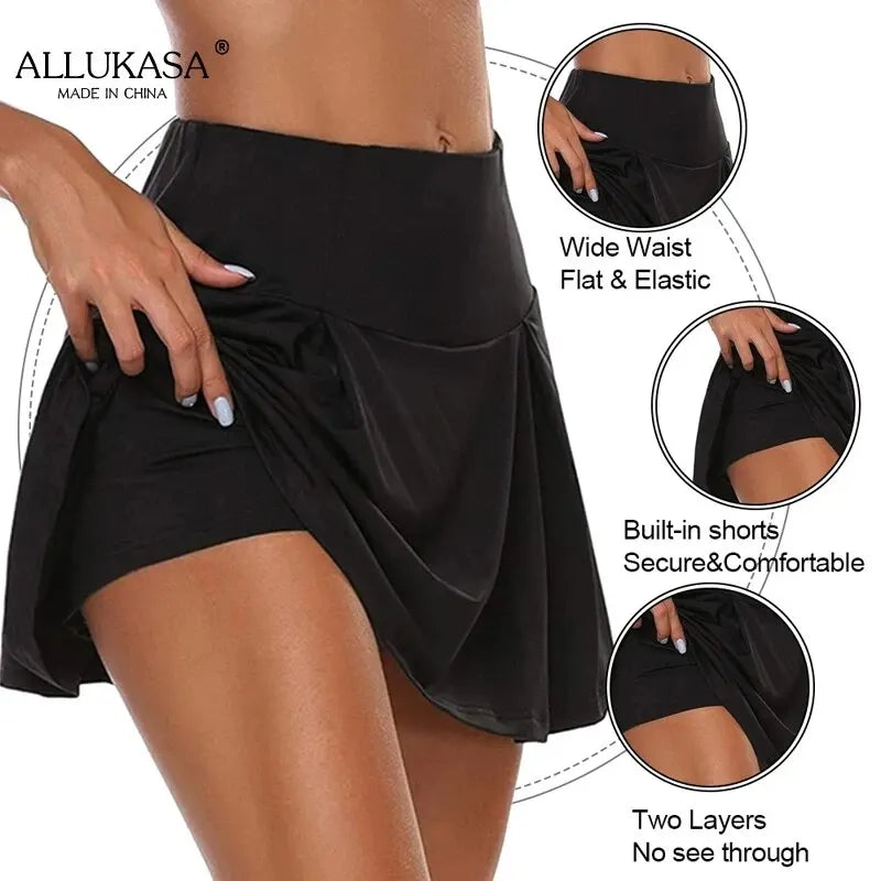 Falda corta deportiva, pantalones cortos de yoga, culotte, falda de tenis, ropa, ropa de fitness, ropa de yoga de cintura alta para correr al aire libre