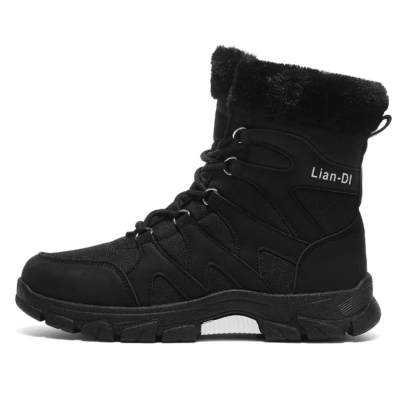 Nuevas botas de invierno para hombre, cálidas y afelpadas, hasta media pantorrilla, para exteriores, antideslizantes, impermeables, para nieve, zapatos de algodón a la moda para hombre.