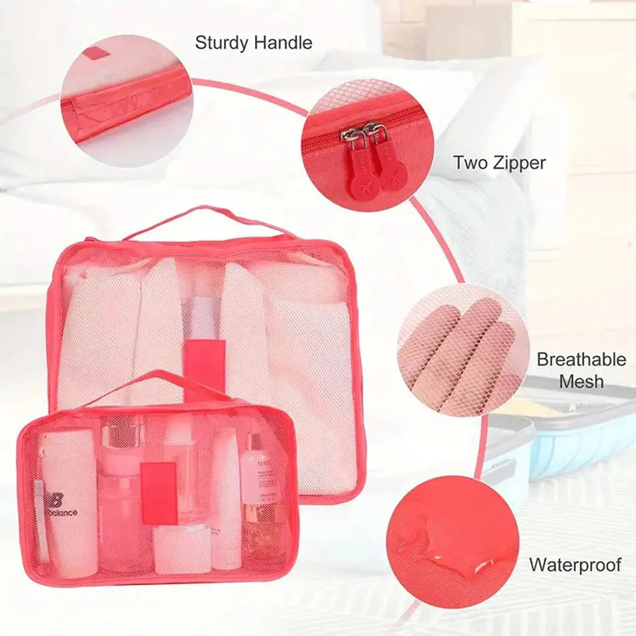 6 bolsas organizadoras de viaje, organizadoras de maletas portátiles, bolsas de viaje para mujeres, organizadoras de equipaje, bolsas para ropa y zapatos.