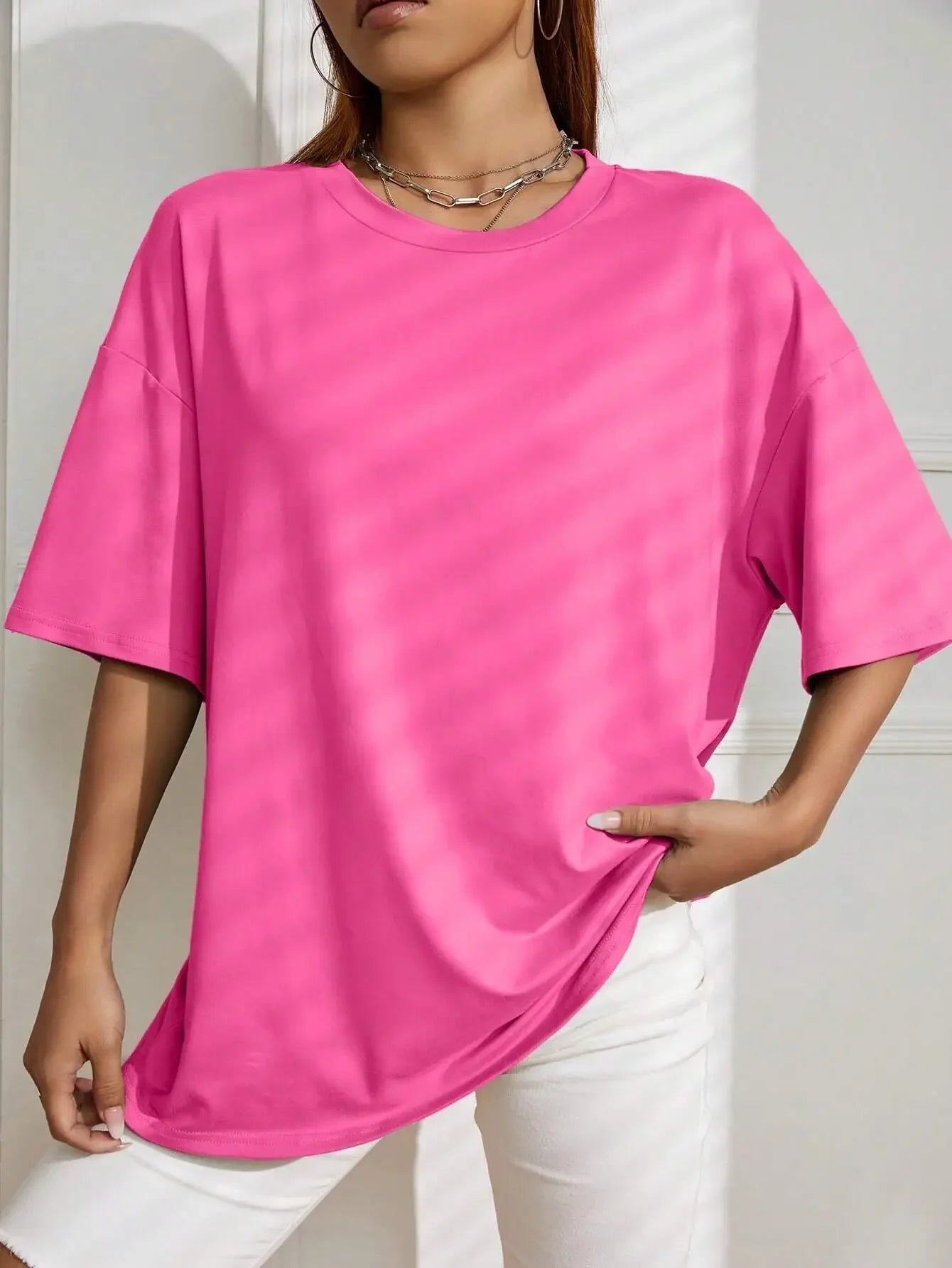 Camisetas de algodón suaves de manga corta de color liso para mujer, ropa deportiva, transpirables y cómodas, camiseta holgada básica que combina con todo para mujer