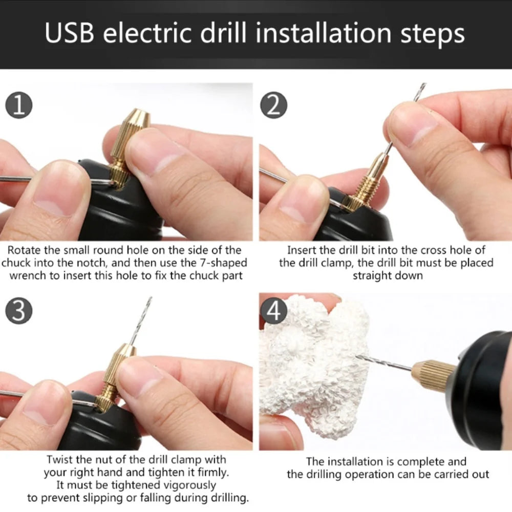 Mini taladro eléctrico de mano, bricolaje, USB, herramientas para resina epoxi, fabricación de joyas, artesanía en madera, grabado, pluma.