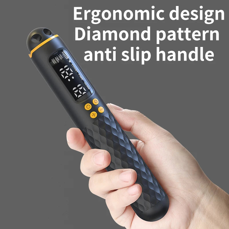 Cuerda de saltar con tecnología electrónica recargable por USB, cuerda de alambre ajustable, contador de calorías inalámbrico digital.