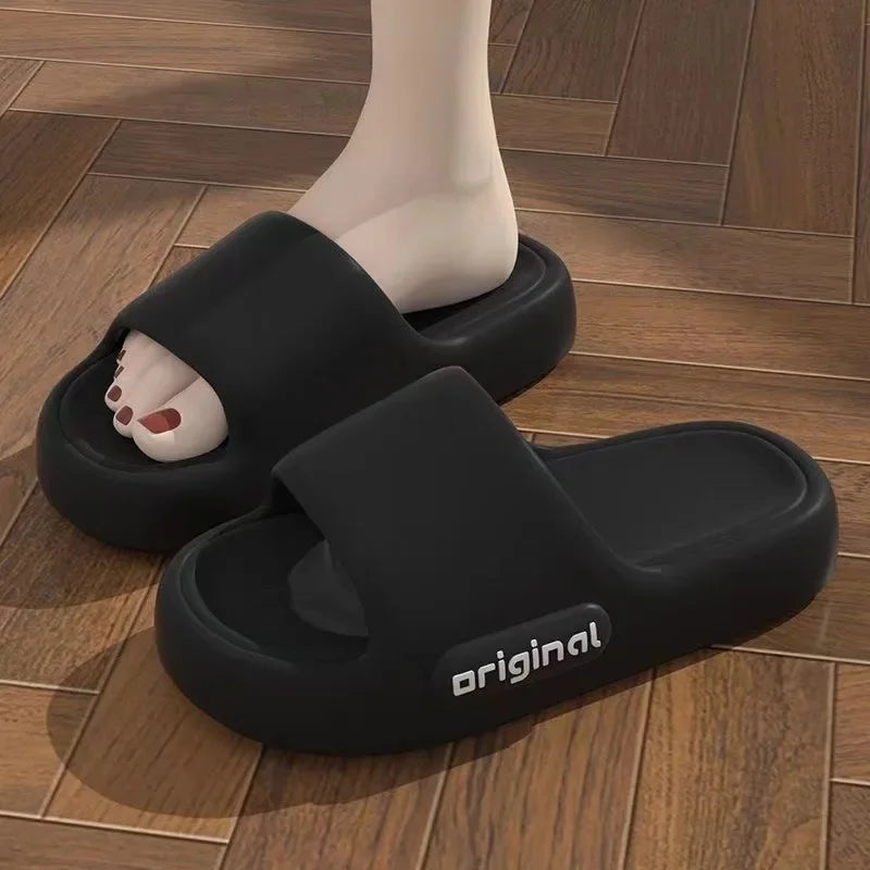 Pantuflas rojas de suela gruesa, antideslizantes y resistentes a los olores, estilo 2025, para el hogar, cómodas y de verano, de PVC.