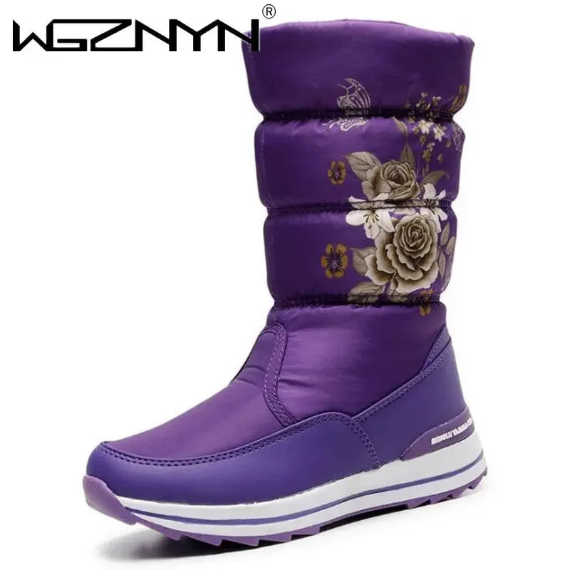 Botas de nieve para mujer, botas de invierno con plataforma, botas gruesas de felpa, impermeables y antideslizantes, zapatos de invierno de moda para mujer, botas cálidas de piel para mujer