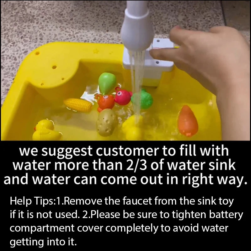 Fregadero de cocina para niños, lavavajillas eléctrico, juguete con agua corriente, juego de simulación, comida, pesca, juego de rol, regalo para niñas
