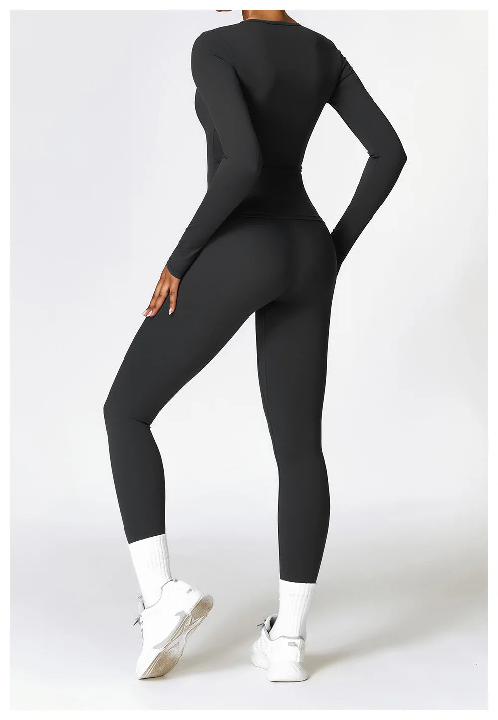 2PCS Seamless Yoga Set Women Workout Set Sportswear Gym Clothing Fitness Long Sleeve Crop Top High Waist Leggings Sports Suits