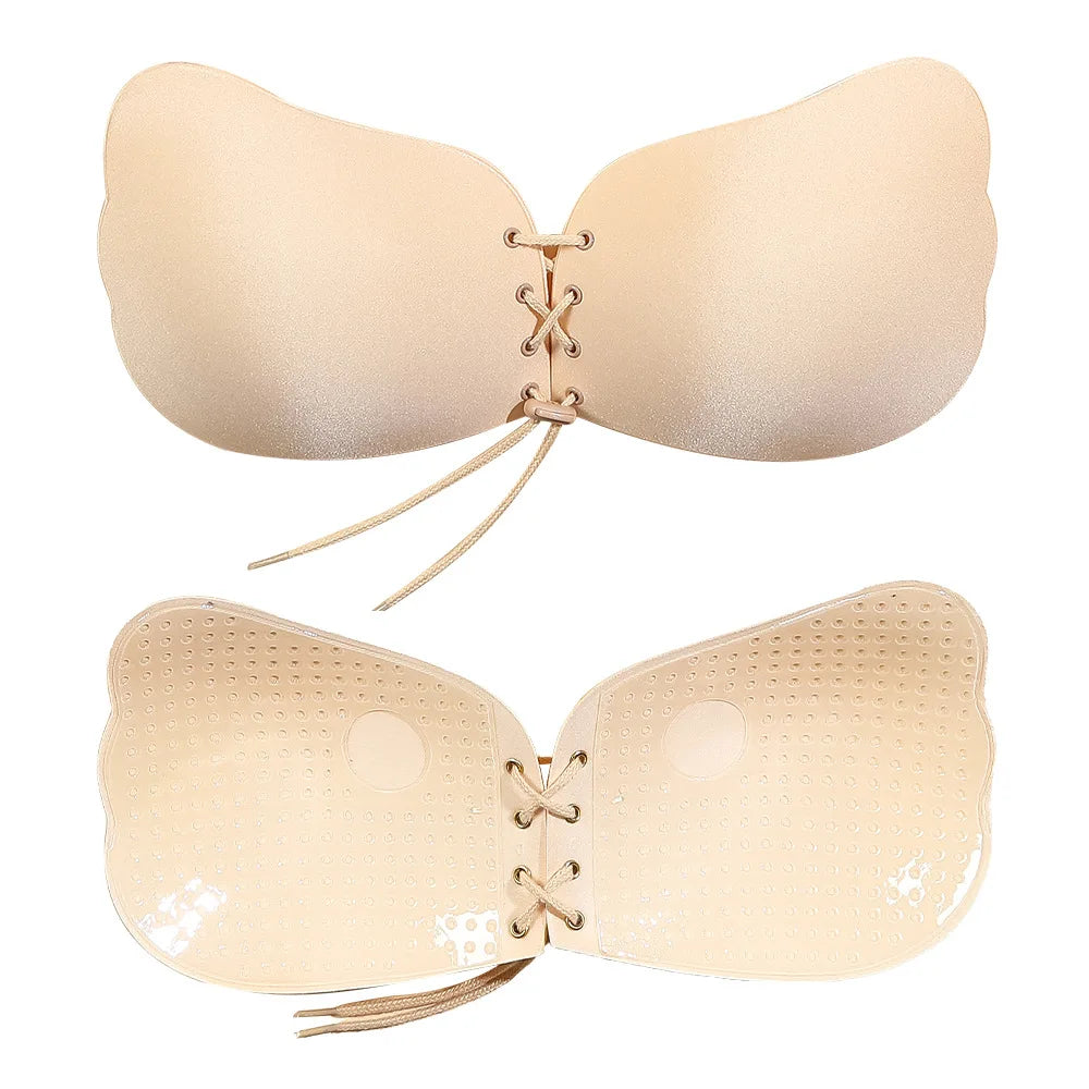 Sujetador invisible con parche de pecho fruncido y cuerda de tracción, con parche antisalpicaduras para vestido de novia, ropa interior