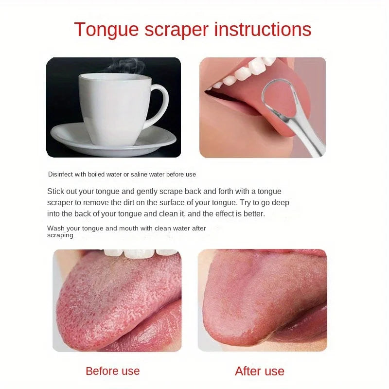 Aliento fresco para el cuidado bucal, limpiadores linguales de acero inoxidable, herramientas de limpieza lingual para adultos, set de regalo de raspadores de lengua