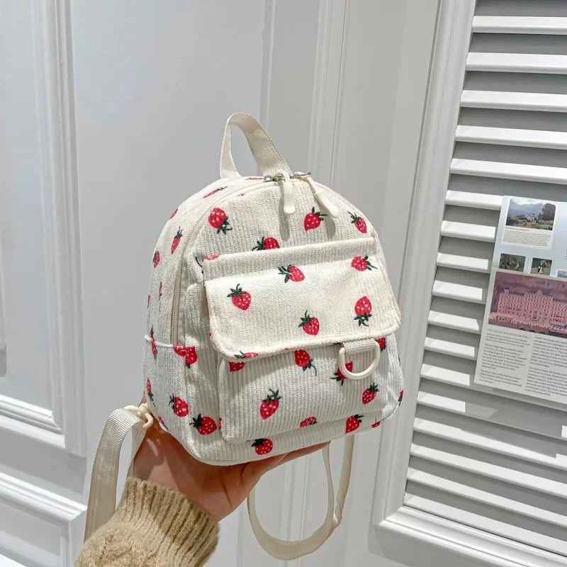 Mini mochila de pana retro para mujer, informal, bonita, para exteriores, con doble hombro, estilo coreano, simple, con bolsillo para teléfono móvil, poliéster, L