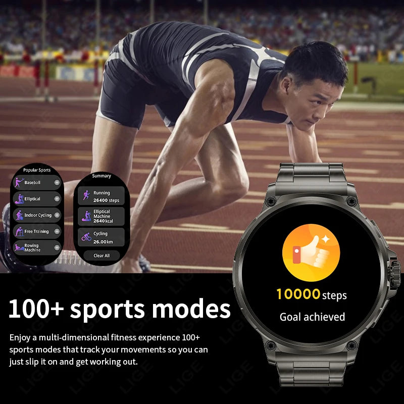 Reloj inteligente Ultra HD de 1,85 pulgadas para hombre, con GPS, pulsera deportiva para exteriores, batería grande de 710 mAh, reloj de seguimiento de actividad física para Android e iOS.