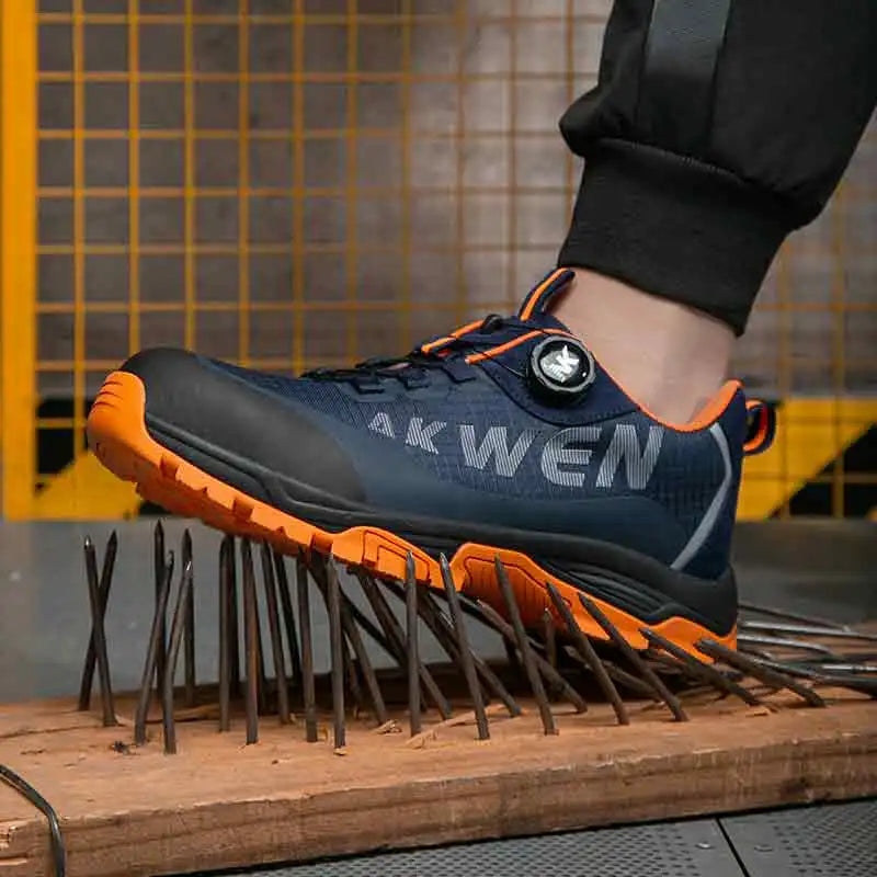 Nuevas botas de seguridad con hebilla giratoria para hombre, zapatillas de trabajo, botas para mujer, transpirables, con puntera de acero, resistentes a pinchazos.