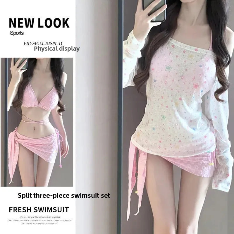 Conjunto de bikini sexy para mujer, traje de baño Pure Desire de cuatro piezas, traje de baño termal de spa para vacaciones