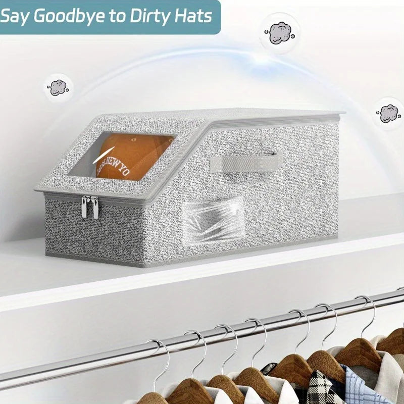 Caja para guardar sombreros de 1/2, perchero, gran capacidad, ideal para guardarropas, ideal para uso doméstico, organización y almacenamiento de armarios.