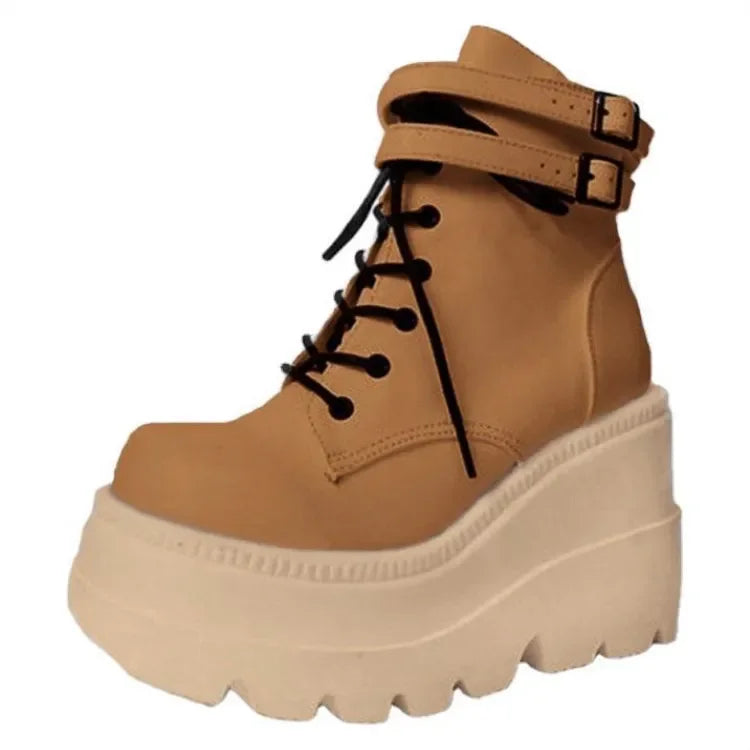 Brand Design  Big Sizes  Platform High Heels Cosplay Fashionable Autumn Winter Wedges Shoes Ankle Boots Women Booties 2024
