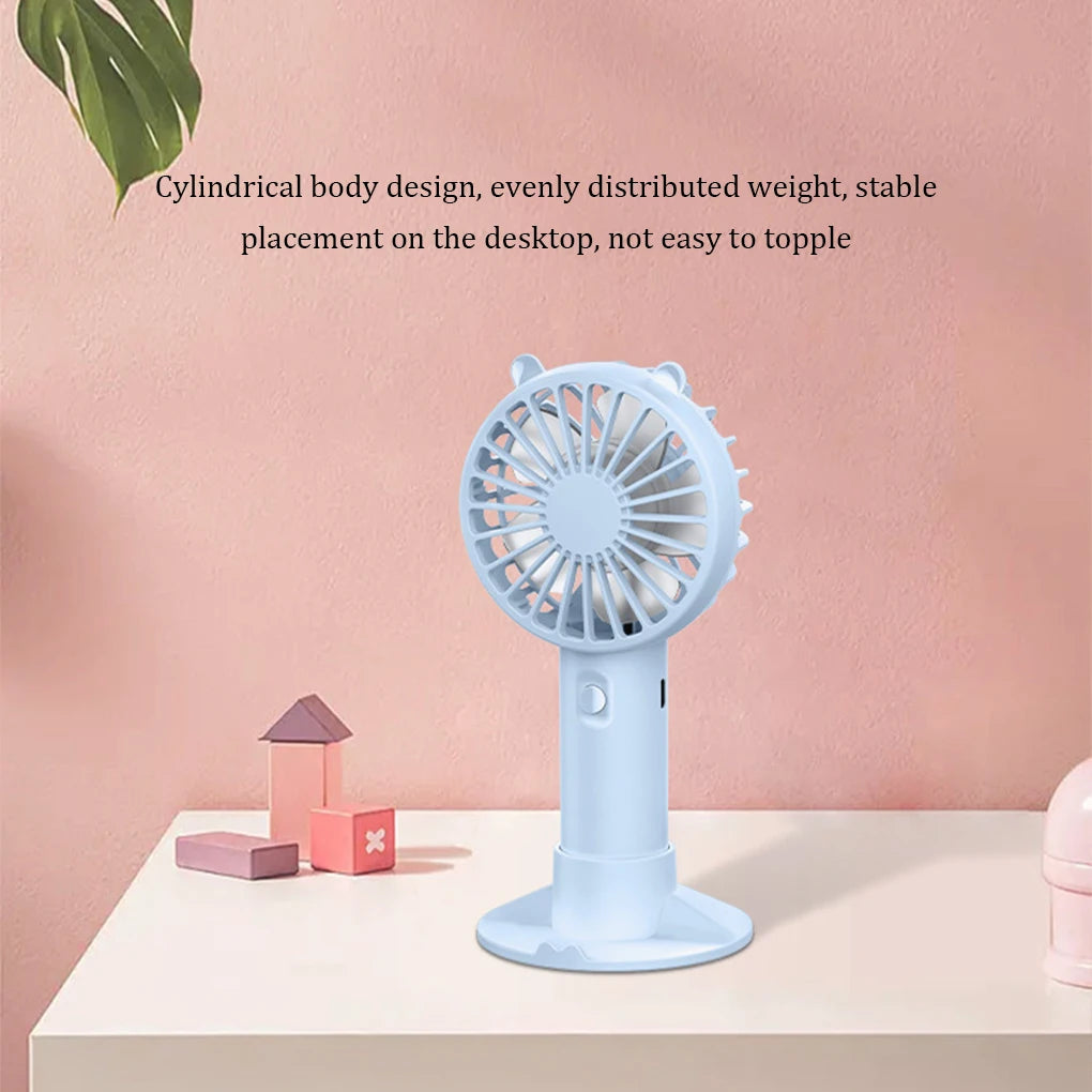 Ventilador portátil recargable por USB, ventilador de escritorio con base, pequeño ventilador de maquillaje para pestañas, para mujeres y niñas, para exteriores, oficina, color blanco