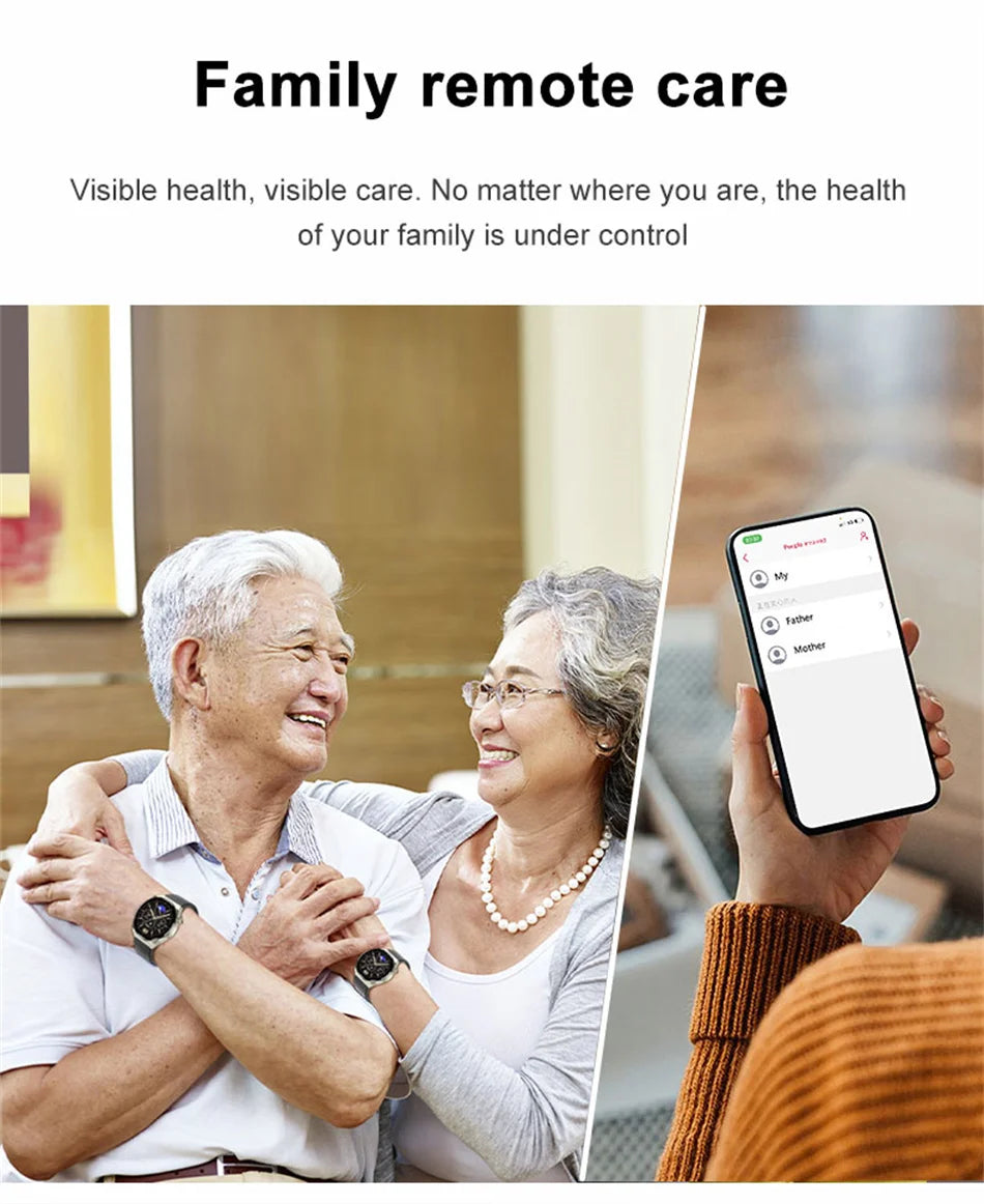 Reloj inteligente con tratamiento láser para hombres, dispositivo con ECG, PPG, frecuencia cardíaca, azúcar en sangre, monitor de salud, para Android e iOS, 2024
