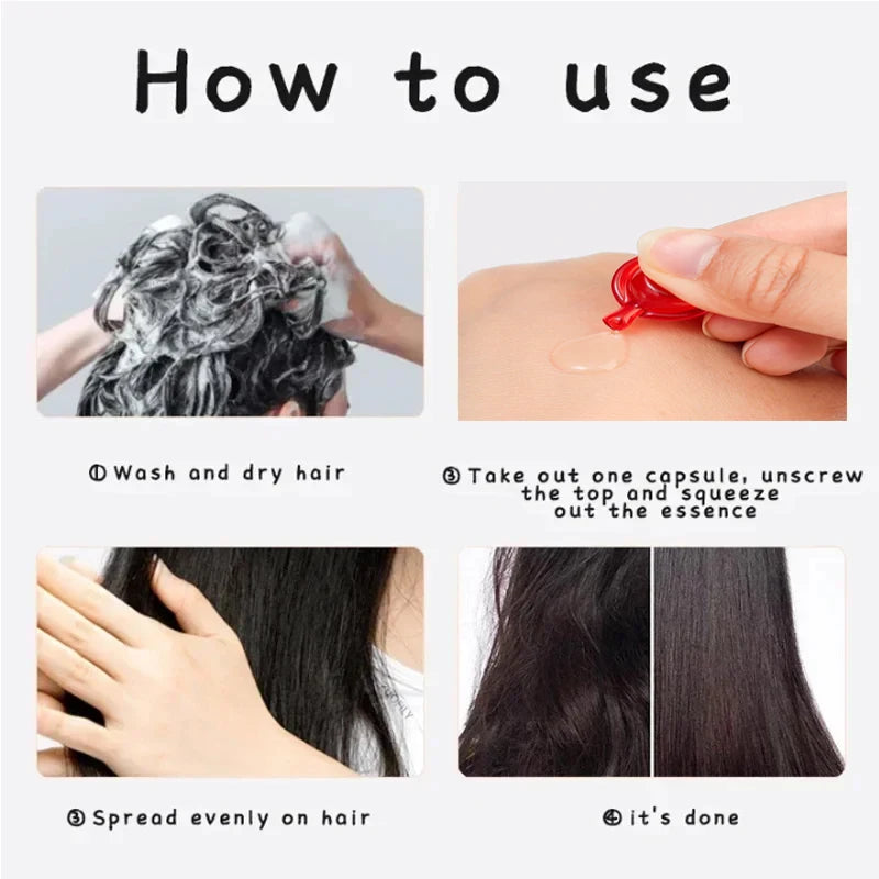 Cápsula vitamínica para el cabello, aceite de queratina, repara el cabello seco y encrespado, restaura la suavidad, el brillo y la hidratación profunda, nutre el cuero cabelludo, cuidado de belleza.