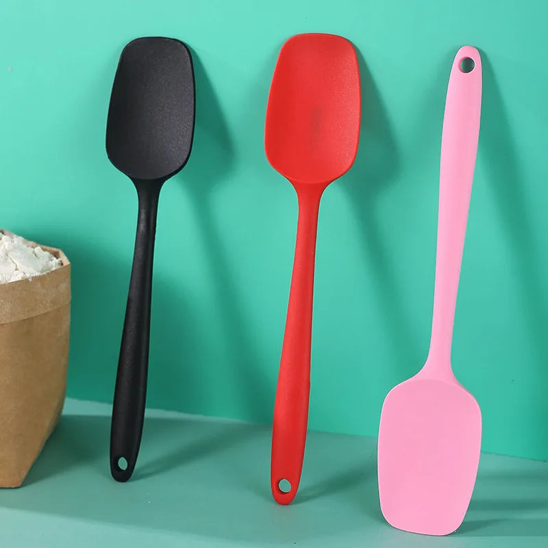 Raspador de silicona grande de 28 cm, paquete completo, pala en T de silicona integrada, herramienta para hornear, pala para remover mantequilla, cuchara raspadora