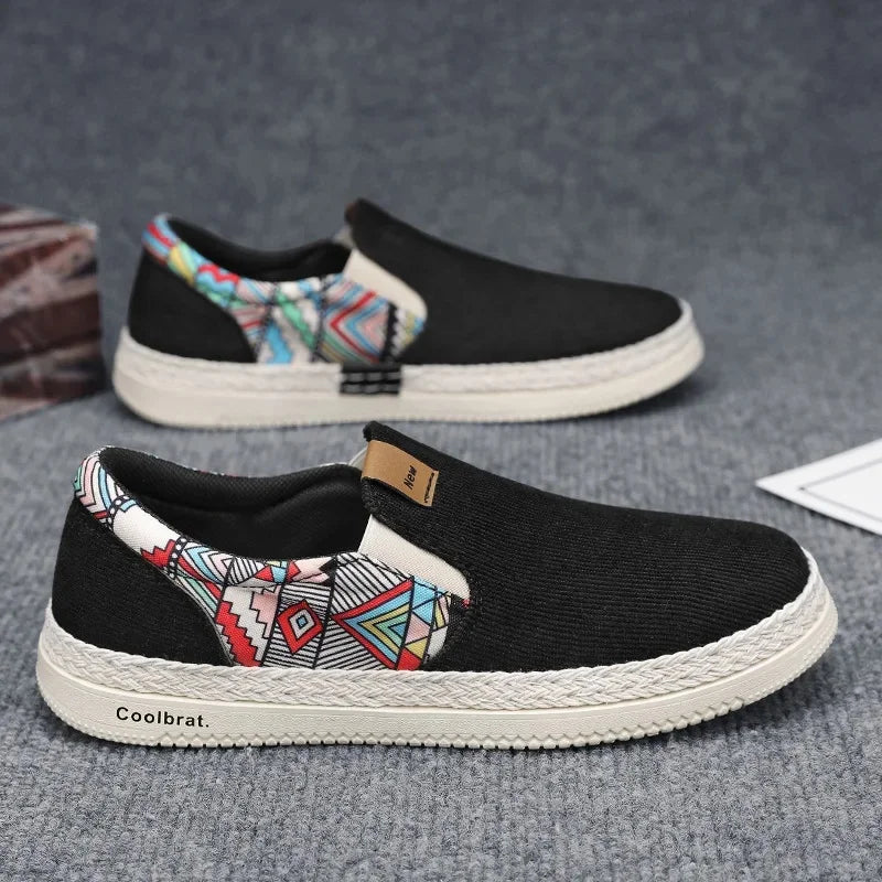 Zapatos planos sin cordones para hombre, informales, de pana de algodón, estilo náutico, transpirables, de caña baja, para suelo de cemento, zapatillas deportivas adecuadas