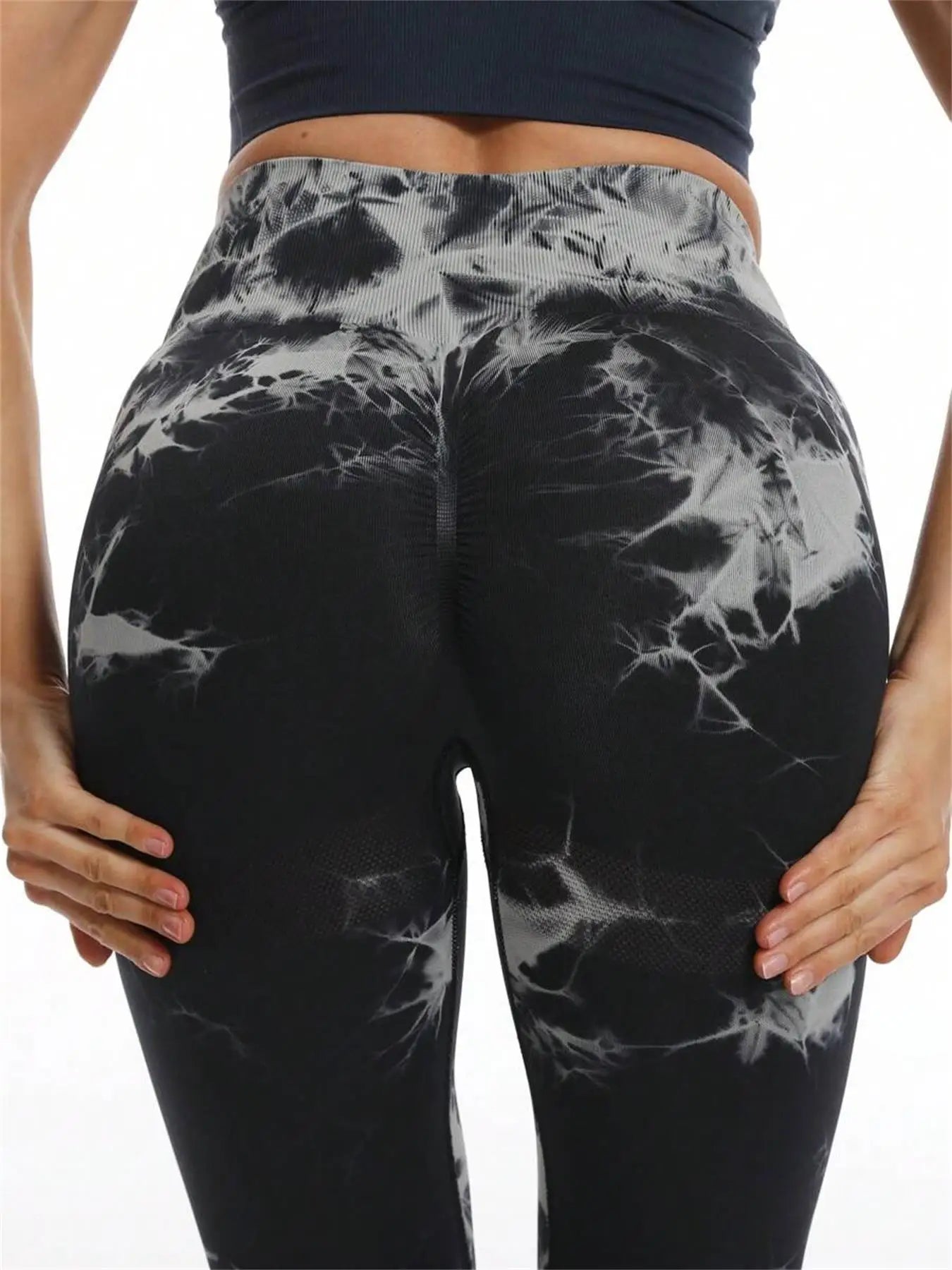 All Seasons Women's Tie Dye Print High Waist Sports Leggings, Breathable Wide Waistband Seamless Skinny Pants for Gym Workout