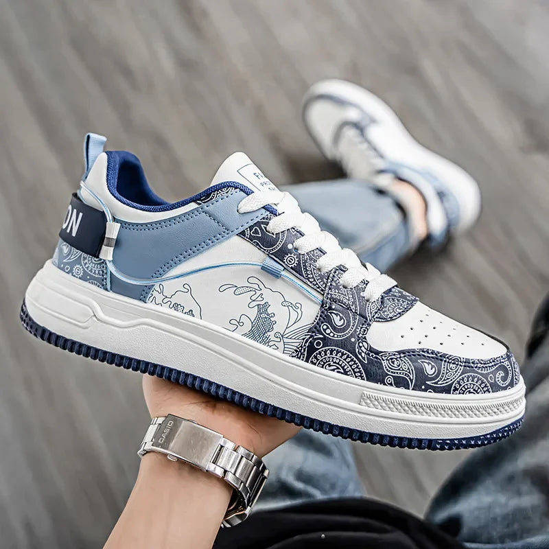 Zapatos de tabla deportivos informales para hombre, transpirables, de caña baja, versátiles, de moda, para verano 2025, para suelo de cemento, planos y con cordones.