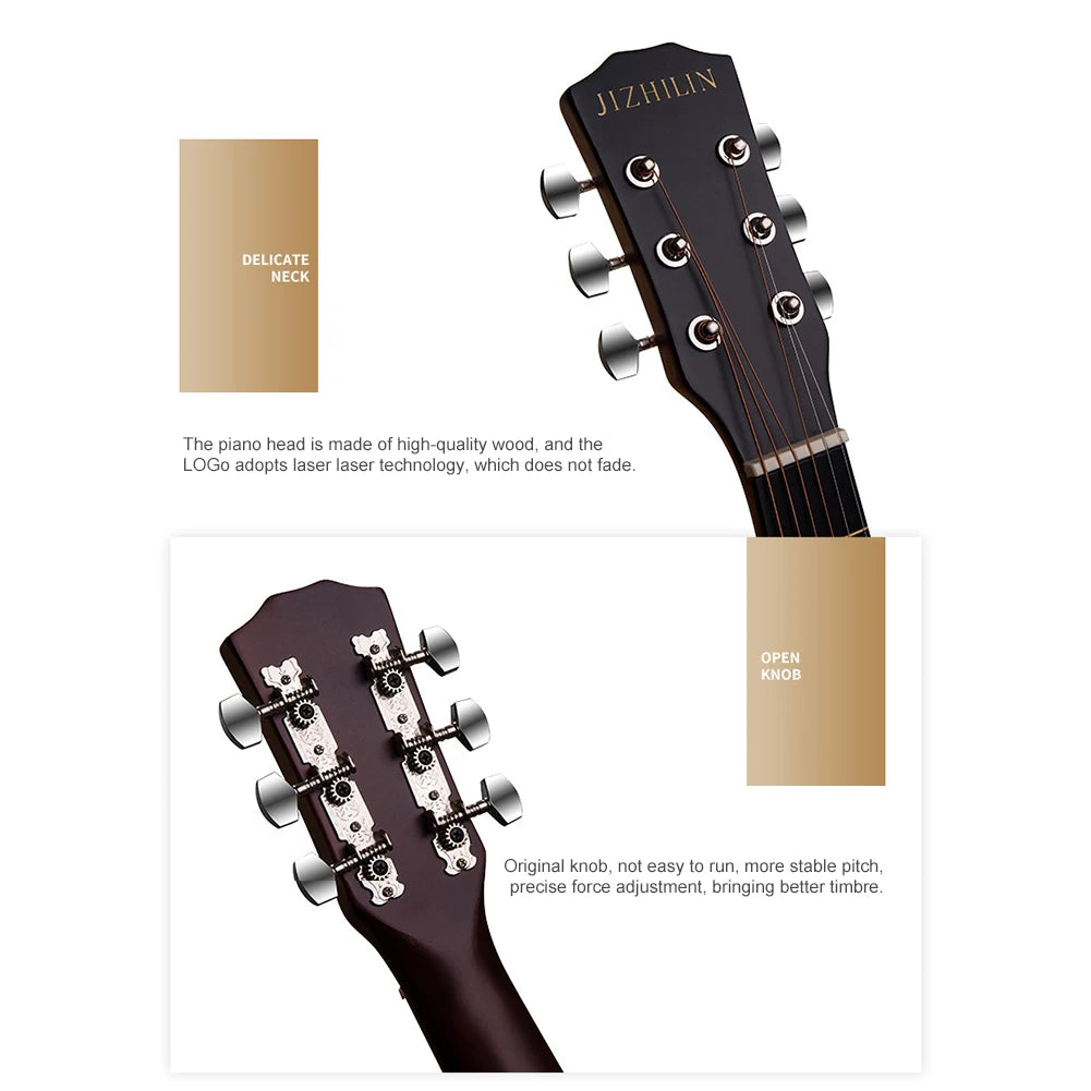 Guitarra acústica de 38 pulgadas para estudiantes con kit de inicio, de tilo, para niños, niñas, adolescentes y principiantes.