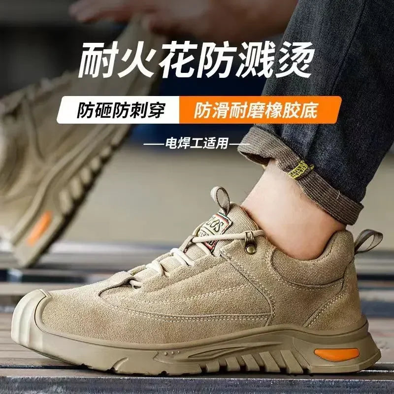 Calzado de seguridad laboral para hombre: transpirable, apto para todas las estaciones, resistente a impactos y perforaciones, y con protección contra el desgaste.