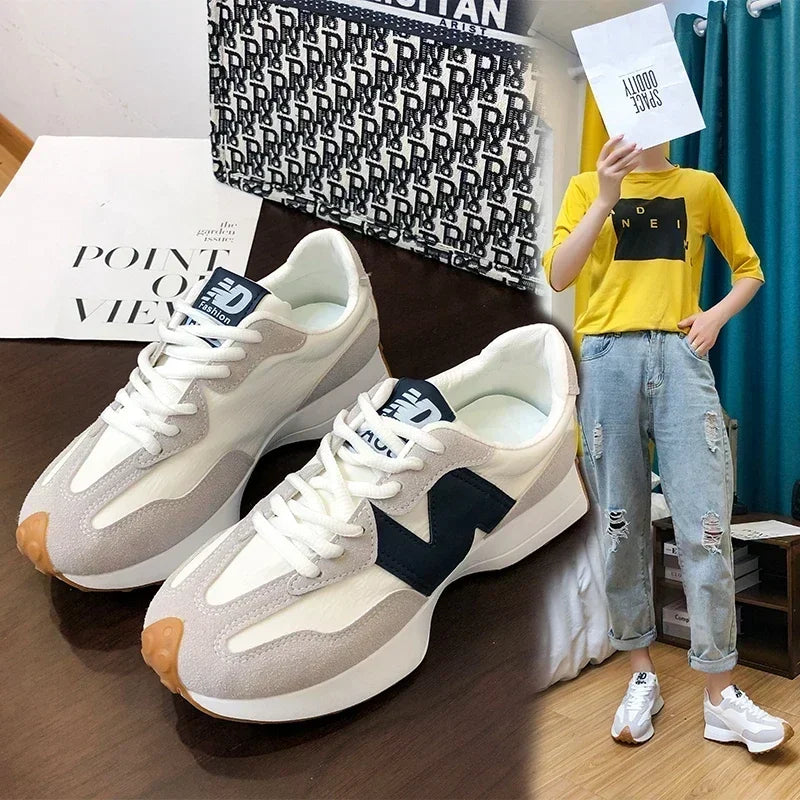 Zapatos deportivos transpirables para mujer, zapatos casuales de verano 2025 con suela gruesa vulcanizados, zapatos de diseñador para caminar, zapatos de moda para mujer