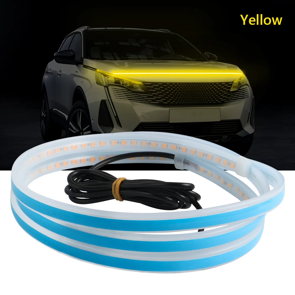 Tira de luz LED para capó de coche, impermeable, para decoración exterior, faros delanteros decorativos, lámpara ambiental universal de 12 V