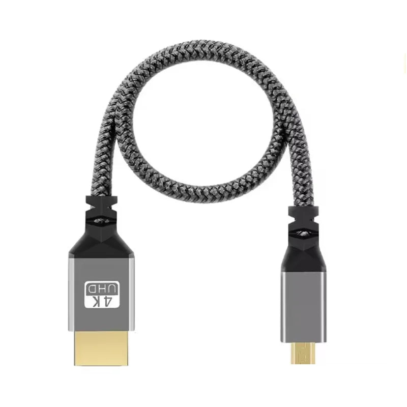 Cable HD de 0,3 m con trenzado de nailon, compatible con Micro HDMI a HDMI, 4K/60 Hz y 3D. Compatible con HDTV y PS4.