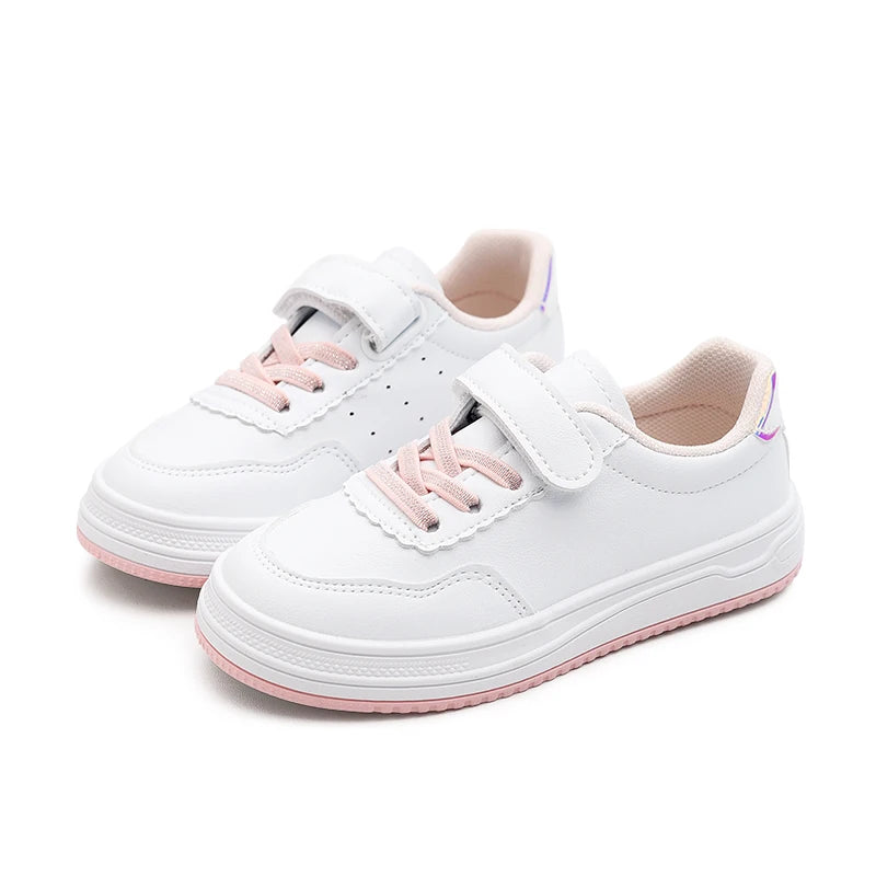 Zapatillas deportivas para niños, suela blanda y baja, para niñas, primavera y otoño 2025, nuevas, resistentes al desgaste, blancas, para niñas.