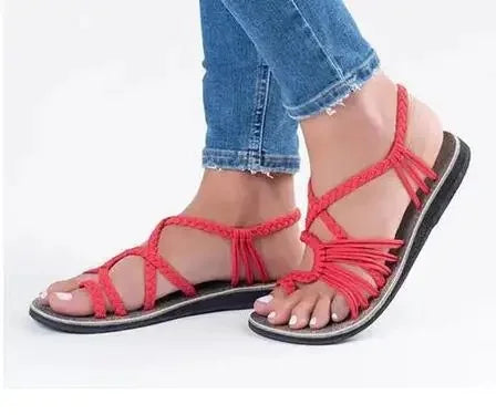 Sandalias planas con tiras para el dedo del pie y suela de goma para mujer, zapatos unisex de verano, gran oferta de temporada