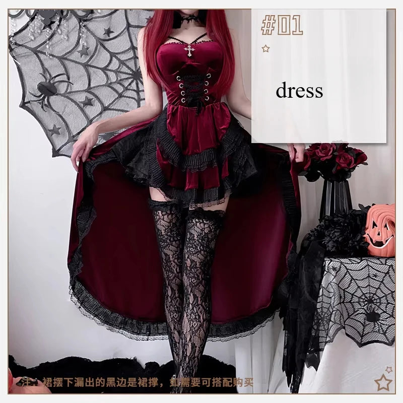 European and American Diablo Gothic Halloween Costume Ladies Dress Dovetail Witch Vampire Bride Performance Costume